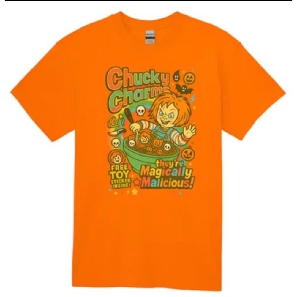Chucky Charms Horror Villains T Shirt Adult Unisex Orange XL‎